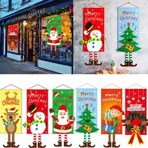 Julekorationer 1set Door Hanging Flag Porch Banner Ornament för Hem Xmas Navidad Happy Year 2023 Party SuppliesChristmas