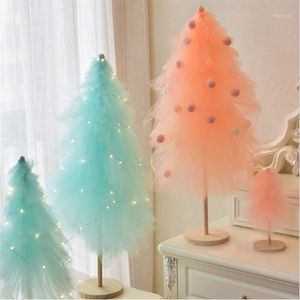 Christmas Decorations Arrival Pink Tree Ornaments Mesh Yarn Xmas 50cm 75cm 100cm DIY Year Gifts For Girls Home Party Decor