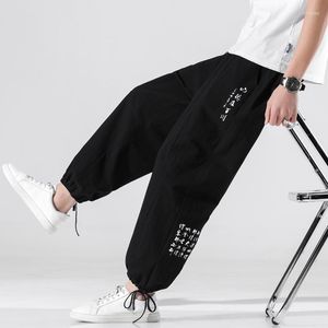 Calça masculina streetwear moda masculina de tamanho grande 2023 calça de moletom solta bordando bordado harajuku estilo 5xl