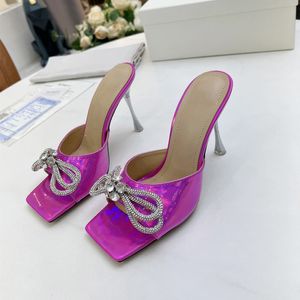 Bowtie 9.5cm heel sexy heeled slippers women lady sandals summer mach party dress shoes MC5529