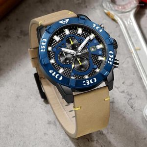 Wristwatches MEGIR Top Brand Fashion Leather Chronograph Quartz Watch Men Luminous Waterproof Calendar Mens Watches Relogio Masculino