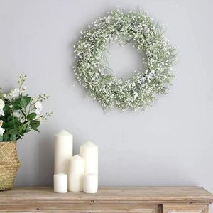 Decorative Flowers Garland Decoration Realistic Vibrant Color Gypsophila Front Door Wreath Highly Simulated Gift For Home