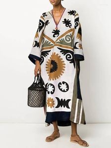 Vestidos casuais impressão kaftan túnica praia vestido médio oriente muçulmano 2023 verão plus size mulheres usam maxi robe caftan a11753257