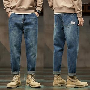 Men's Jeans Baggy Men Harem Pants Loose Fit Wide Leg Vintage Clothes Casual Male Denim Trousers Streetwear Patched Pockets HipHop Kpop