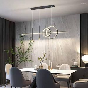 Pendant Lamps Dining Room Island LED Chandelier Modern Nordic Restaurant Simple Long Lighting Hanging Fixtures For Office Bar Coffee