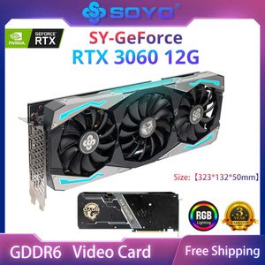 SOYO Full New RTX 3060 12GB GDDR6 NVIDIA GPU 192bit DP*3 PCI Express X16 4.0 Gaming Video Graphics Card Desktop Computer Card
