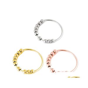 Bandringar avtagbar anti -￥ngest Ring f￶r kvinnor m￤n rostfritt st￥l fidget med p￤rlor spinnare spinning smycken droppleverans otzbz
