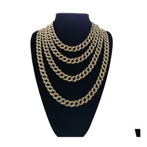 Ketten Hiphop Iced Out Miami Cuban Link Halskette für Herren Lange Dicke Schwere Große Bling Hip Hop Frauen Gold Silber Schmuck Geschenk Drop Deliv Otlv4