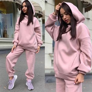 Women's Two Piece Pants Set Casual Fleece Tracksuit Women Winter 2023 Women's Sets Hooded Long Sleeve Hoodie Sport Lady Suit