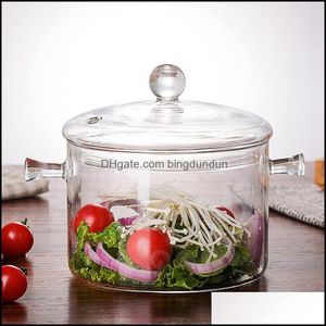 1300ml Bowls Creative Soup Pot Transparent Glass Cooker Salad Instant Noodle Bowl Handmade Cooking Tools Kitchen Suppliesabux Drop D Dhinm hinm