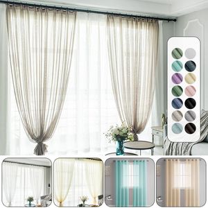 Curtain 1 Panel Christmas Solid Color White Sheer Curtains Elegant Grommet Window Voile Panels/drapes/treatment For Bedroom Living Room