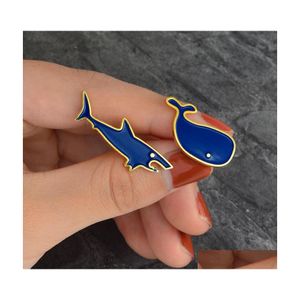 Pins Brooches Cute Blue Shark Whale Pins Enamel Animal Lapel Pin Tops Bag Cor Fashion Jewelry Will And Sandy 327C3 Drop Delivery Dhcx6