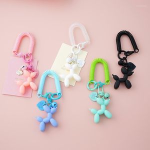 Keychains Car Keychain Cute Balloon Puppy Heart Pendant Key Chain For Women Student Bag Kawaii Couple Jewelry Gifts 2023