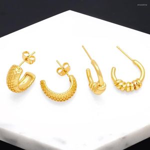 Brincos de argola FLOLA Pequena forma de ouro C para mulheres torcendo aros de joias atacadistas da festa de joalheria ERSA262
