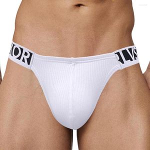 Underbyxor män mjuka bomullsbriefs u konvex påse underkläder bekväma ribbade randiga trosor manlig andningsbar låg midja bikini