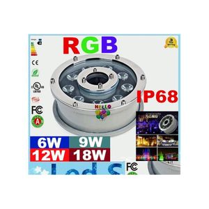 水中照明6W 9W 12W 18W RGB LEDプールライトAC 12V 24V噴水防水IP68ドロップ配信屋外OTZAM