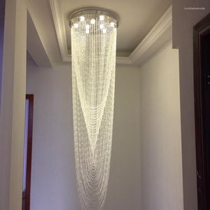 Lustres LED Moderno Criativo Luz de Teto Luxo K9 Cristal Para Escadas Restaurante Sala de Estar Engenharia de Iluminação Doméstica
