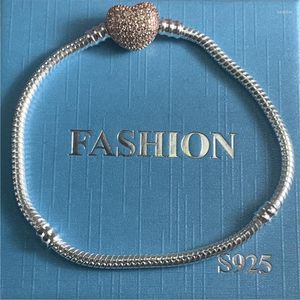 Charm Bracelets Original Tibetan Silver 925 DIY Charms For Women Jewelry 16-22cm Snake Chain Bracelet Bangle