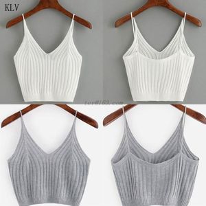 Women's Tanks & Camis Fashion Women Summer Basic Tops Sexy Strappy Sleeveless Racerback Crop Top 2023 Female Casual Solid Color Ribbed Knit