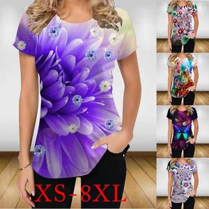 Kvinnors t-skjortor plus storlek avslappnade toppar korta ärmar sommar mode sexiga t-shirts xs-8xlwomen's