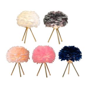 Table Lamps Novelty USB Lamp LED Night Light Feather Shade Reading Desk Lighting E27 Base Bedside For Home Living Room DecorTable