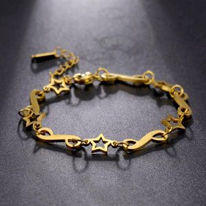 Link Bracelets Chain Star e Infinity Symbol Pendant Stainless Steel for Men Mulheres Hip Hop Trend Jewelry Party GiftLink