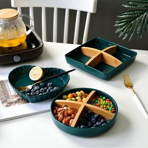 Plates lyxiga köksredskap smaragd keramisk platta mellanmål aptitretare magasin nötter behållare serverande rätter för fester