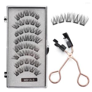 False Eyelashes 8PCS 5 Magnets 3D Magnetic Natural Long Lasting Reusable Handmade Mink Lashes No Glue Needed Eye Makeup