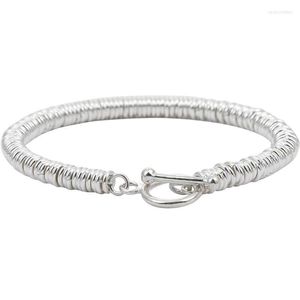 Link Bracelets Vintage Men's Silver Color Bracelet Simple Personality Plain Ring Banquet Jewelry Accessories