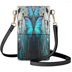 Kvällspåsar Forudesigns Lifelike Fjärilar Mobiltelefon Bag Kvinnor Axel Original Butterfly Art Design Kosmetiska handväska Damer