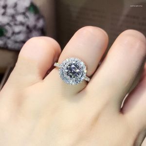 Wedding Rings Round Shaped In For Women Jewelry Trendy Micro Paved Brilliant Cubic Zirconia Romantic Luxury