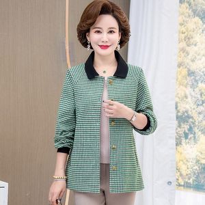 Women's Jackets Spring Autumn Women Short Jacket Fashion Plaid Single Breasted Coat Mother Clothes