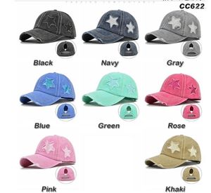 Caps de bola 8 cores estrela de moda Demin Baseball feminino feminino Hip Hole Hole Bap for Men Outdoor Pai Ajustável unissex