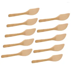 Set di posate 10 pezzi Cucchiaio di riempimento per gnocchi di bambù creativo Spalmatori per burro di arachidi Maschera Cucchiai per pulire Spade Utensili da cucina