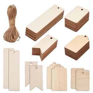 Schmuckbeutel, 1 Set, rechteckig, unbehandeltes Holz, große Anhänger, BurlyWood-Lesezeichen, Hängedekoration mit Kordel für DIY-Herstellung, Geschenkanhänger