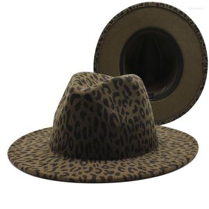 Berets vintage lopard kobiety unisex panama hats wełna poczuła fedora hazardzista damskie grzbiet brzegi trilby kowboj czapki mody jazzowe czapkę