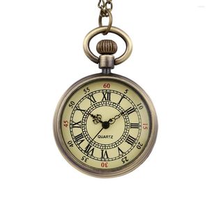 Pocket Watches vintage quartzo redondo pequeno relógio clássico em escala romana homem mulher garoto colar de presente clock casal antigo a