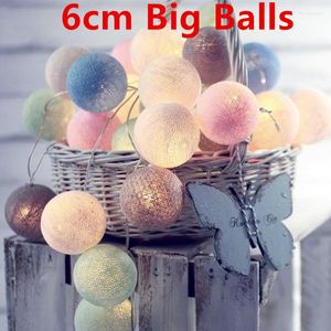 Strings 6CM Cotton Ball Fairy String Light Chain Night Lamp Garland LED Christmas Kids Bedroom Wedding Garden Halloween Party Decoration