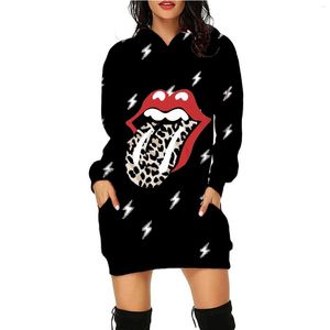 Damen Hoodies Mode Damen Kleid Lässige rote Lippen Sweatshirt Hoodie Langarm Retro Reißverschluss Pullover Frühling und Herbst Damen