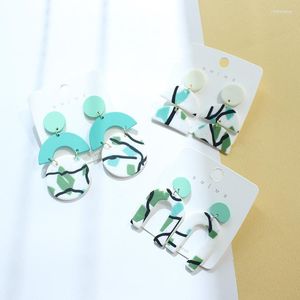 Dangle Earrings & Chandelier Handmade Polymer Clay Drop For Women Abstract Pattern Light Green Geometric Unusual 2023 Trendy Pendientes MujD