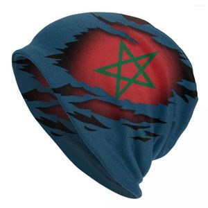 Basker marockanska trasiga marocko flagga mössa mössa unisex vinter varm motorhuv homme stickad hatt utomhus skallies mössor hattar för män kvinnor