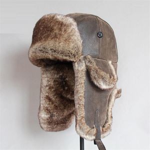 Boinas B-8480 Adulto Winter Homem Homem Lady Cap Hat Bomber Hats Russia Ushanka Hat