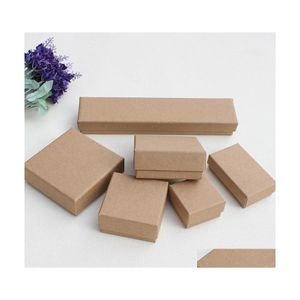 Smycken lådor höga arkiv Brown Kraft Packing Armband Halsband Ring örat nagelbox julår gåva Anpassa 9 storlek droppe dh8x6