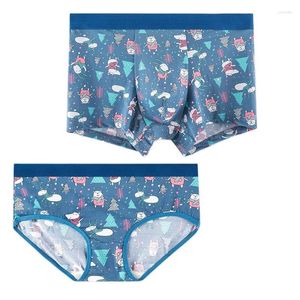 Unterhosen Spaß Cartoon-Muster Eis Seide Frauen Männliche Unterwäsche Paare Mode Atmungsaktive Herren Cueca Calzoncillos Boxer Höschen