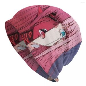 Berets Zero Two Darling in the Franxx Skullies Beanies Caps Cool Winter Wime Men Женщины вязаные шляпа Unisex Anime Girl Girl Bonnet Hats