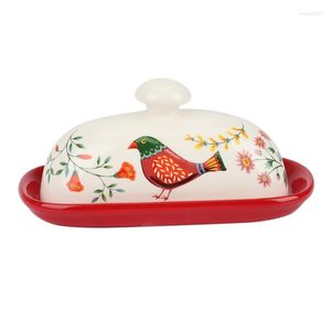 Dinnerware Sets Container Butter Plate With Lid Kitchen Tableware Cheese Dish Ceramic Box