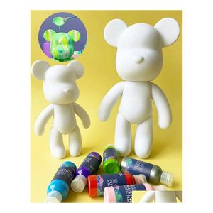 Nyhetsspel DIY Fluid Bear Scpture Handgjord föräldrabarnleksak Våldsam 23Cm Graffitimålning Bearbrick Docka Presentprydnader Drop Deli Dh0Dn