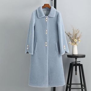 Cappotto in peluche di agnello integrato in pelliccia sintetica da donna Autunno e inverno Tosatura di pecora ispessita granulare medio lungoDonna