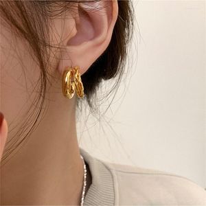 Brincos de argola Tendência da moda Geométrico Ouro Prata Cor Feminina Simples Camada Dupla Metal Jóias Presente
