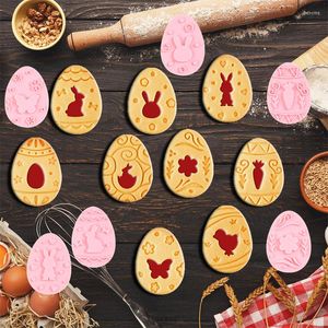 Pişirme Kalıpları 9 adet/Set Paskalya Çerez Kesici Kalıp Yumurta Reçel Bisküvi Ezici Parti Kek Dekorasyon DIY Aracı İçin Damga Kalıp